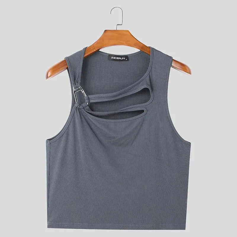 Men's Solid Color Tank Tops - WOWihte