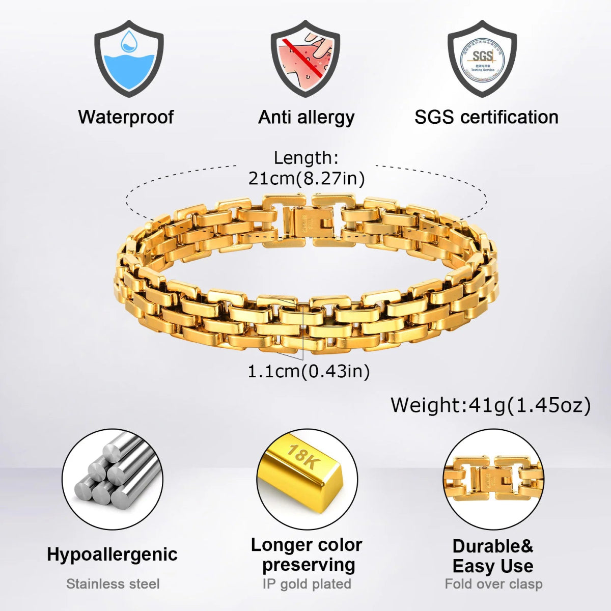 Men's Stainless Steel Link Bracelet - WOWihte