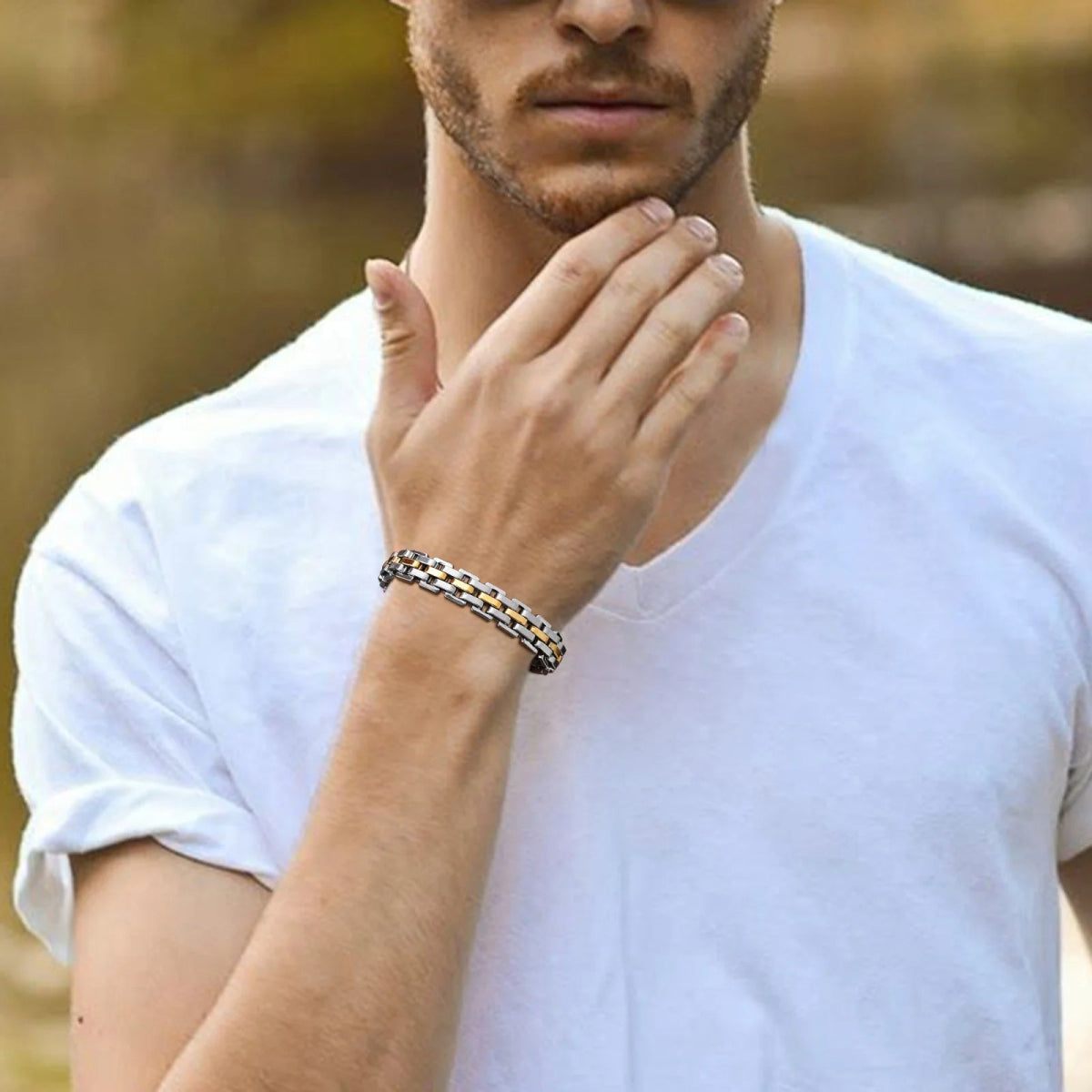 Men's Stainless Steel Link Bracelet - WOWihte