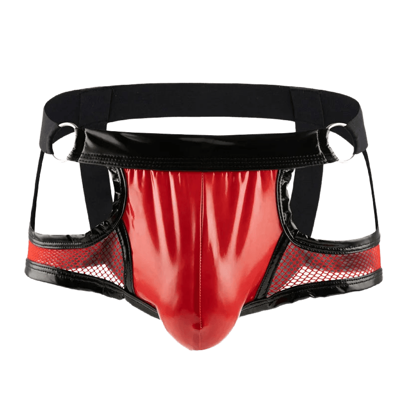 Mesh Faux Leather Jockstrap - WOWihte