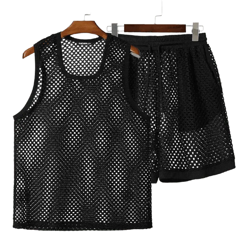 Mesh Tank and Shorts Set - WOWihte