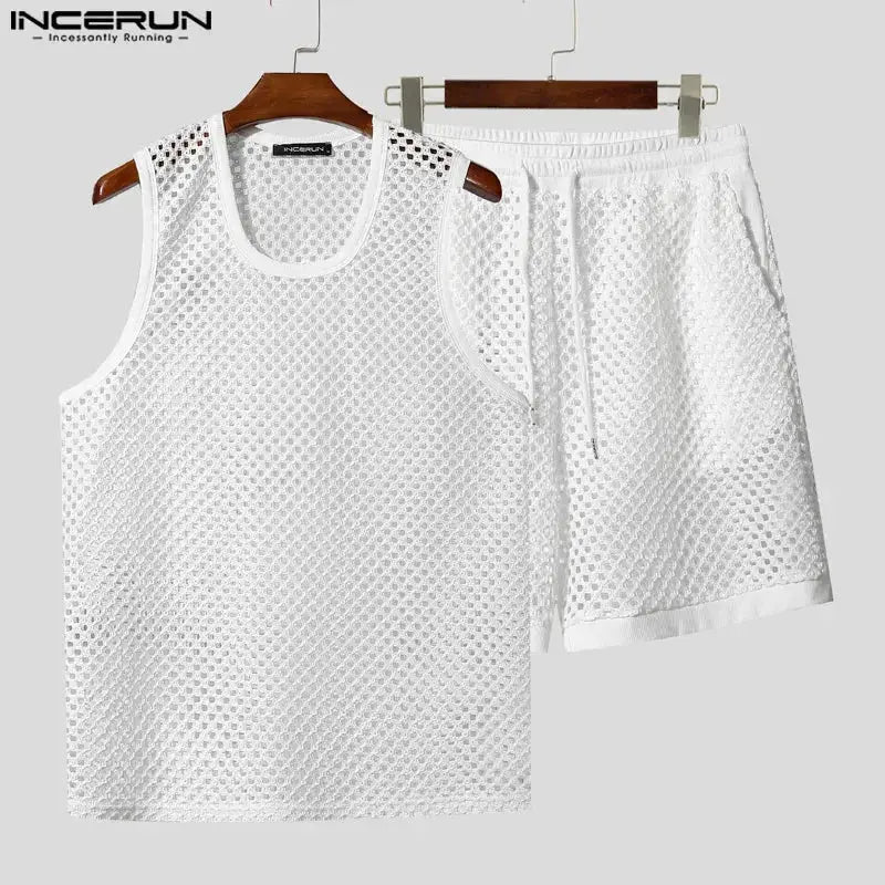 Mesh Tank and Shorts Set - WOWihte