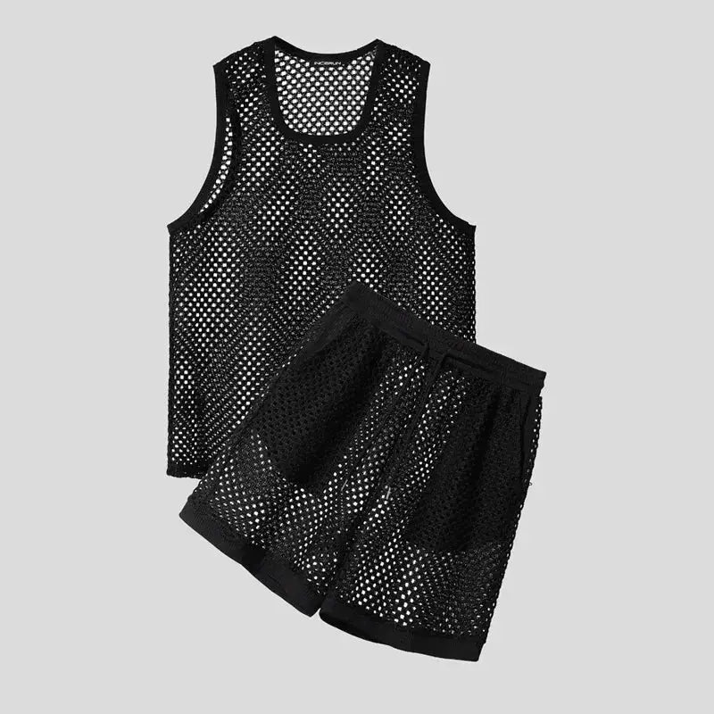 Mesh Tank and Shorts Set - WOWihte