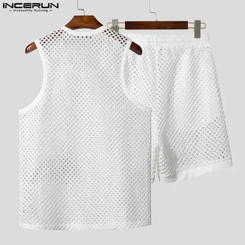 Mesh Tank and Shorts Set - WOWihte