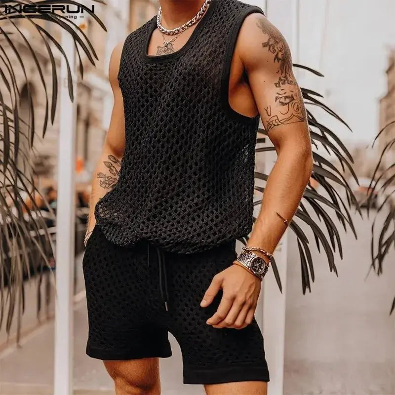 Mesh Tank and Shorts Set - WOWihte