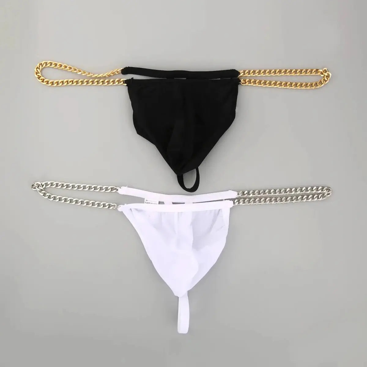 Metal Chain Ice Silk Thong - WOWihte