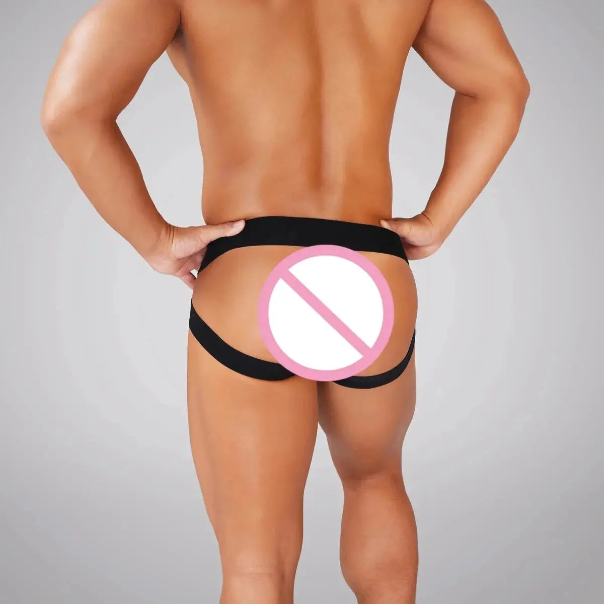 Metallic Faux Leather Jockstrap Thong - WOWihte
