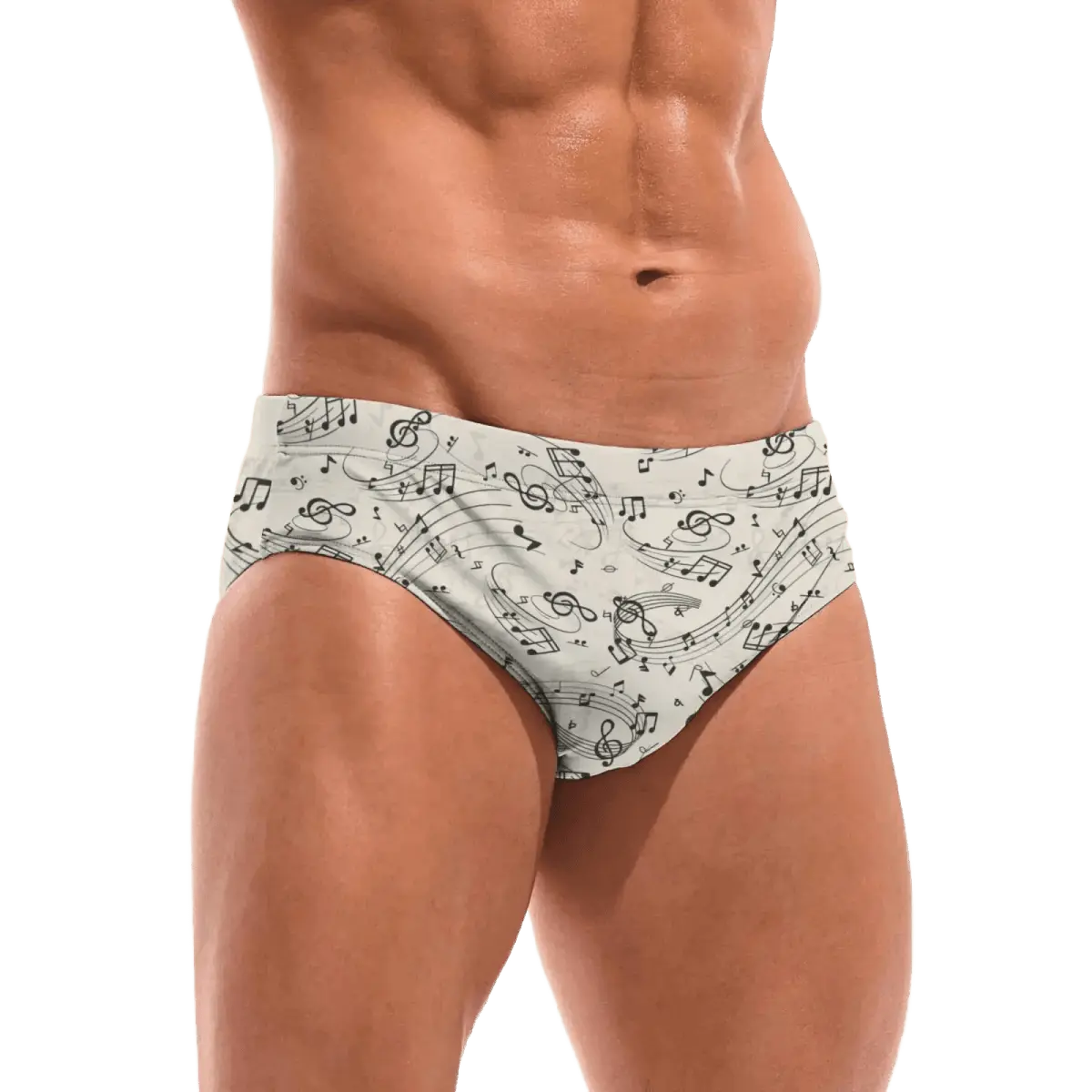 Music Symbol Print Swim Briefs - WOWihte