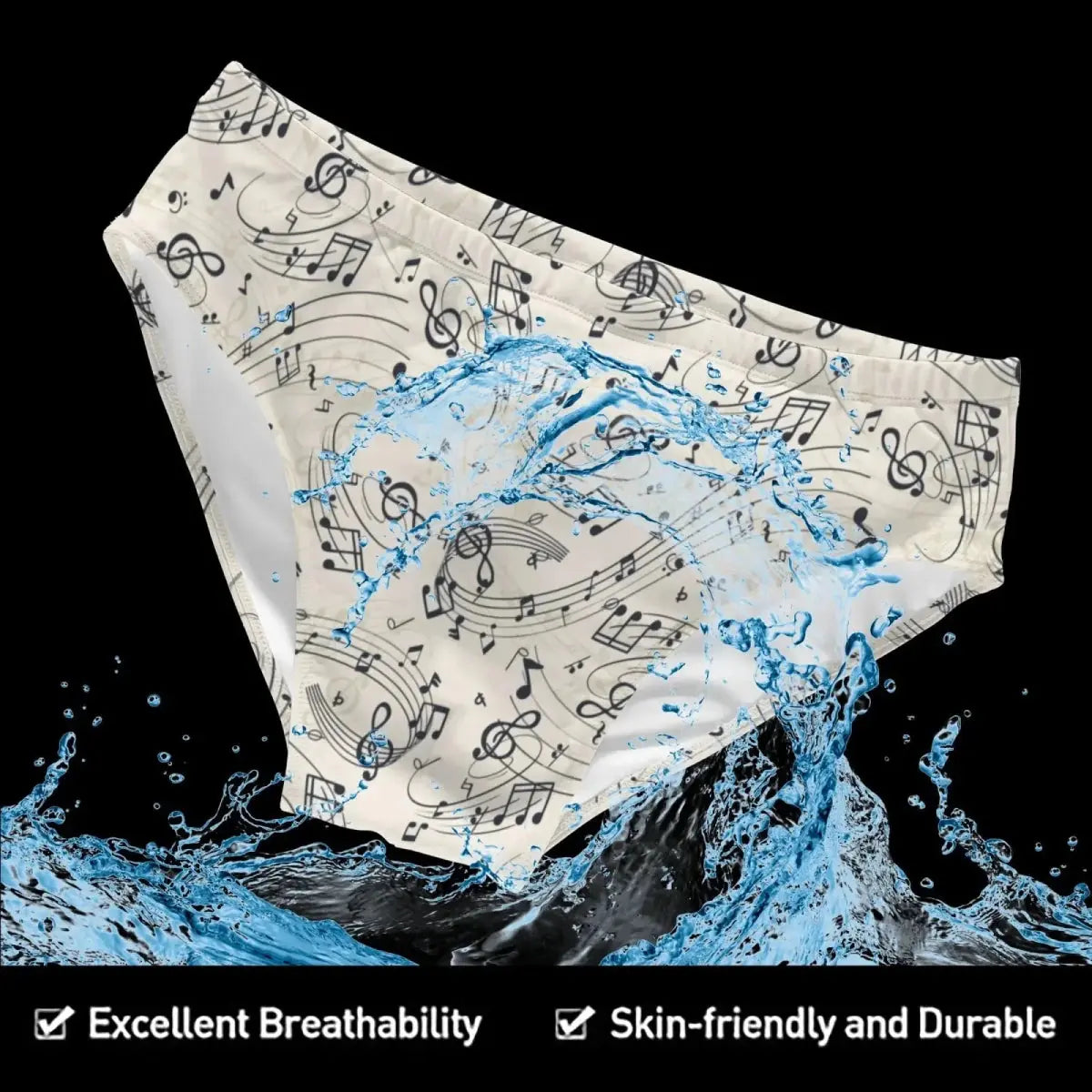 Music Symbol Print Swim Briefs - WOWihte