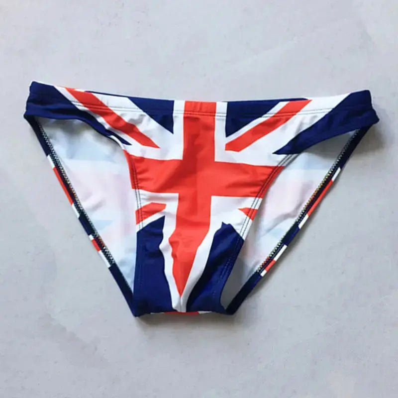 National Flag Print Swim Briefs - WOWihte