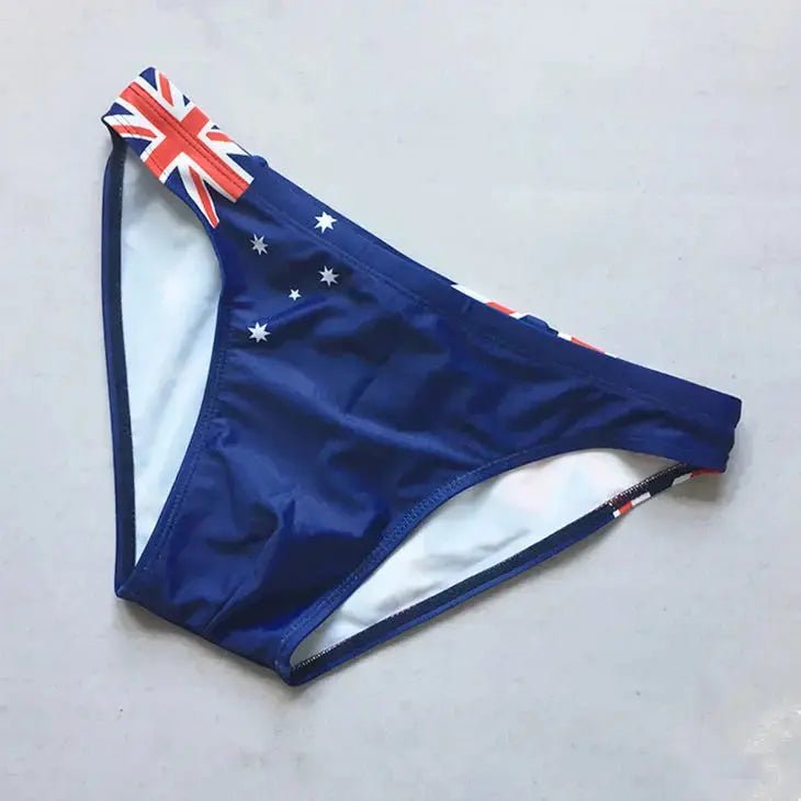 National Flag Print Swim Briefs - WOWihte