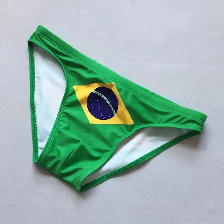 National Flag Print Swim Briefs - WOWihte