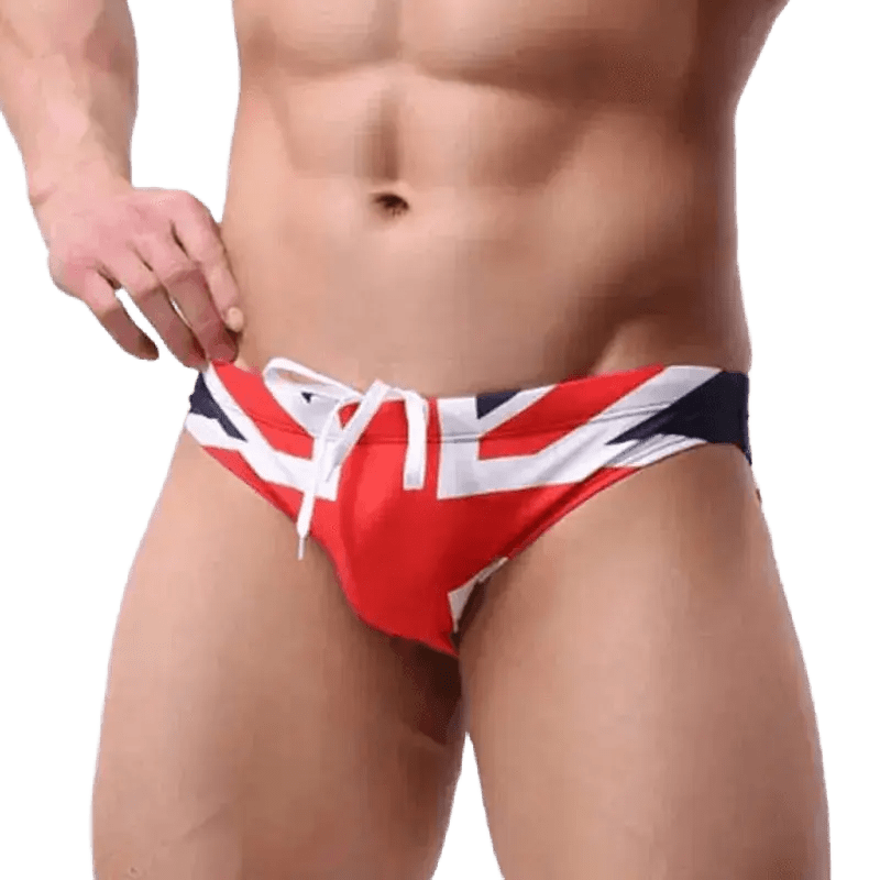 National Flag Print Swim Briefs - WOWihte