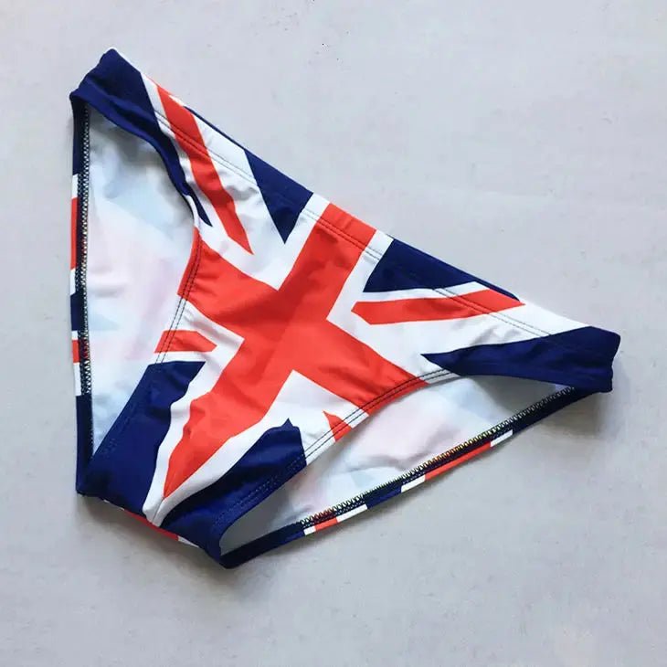 National Flag Print Swim Briefs - WOWihte