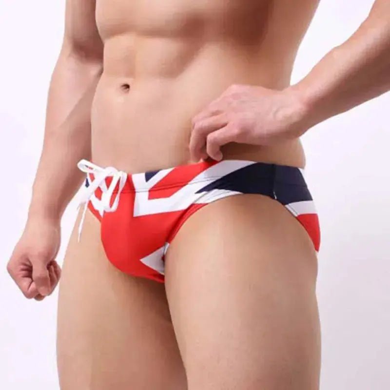 National Flag Print Swim Briefs - WOWihte