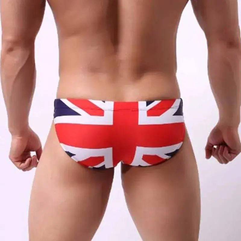National Flag Print Swim Briefs - WOWihte
