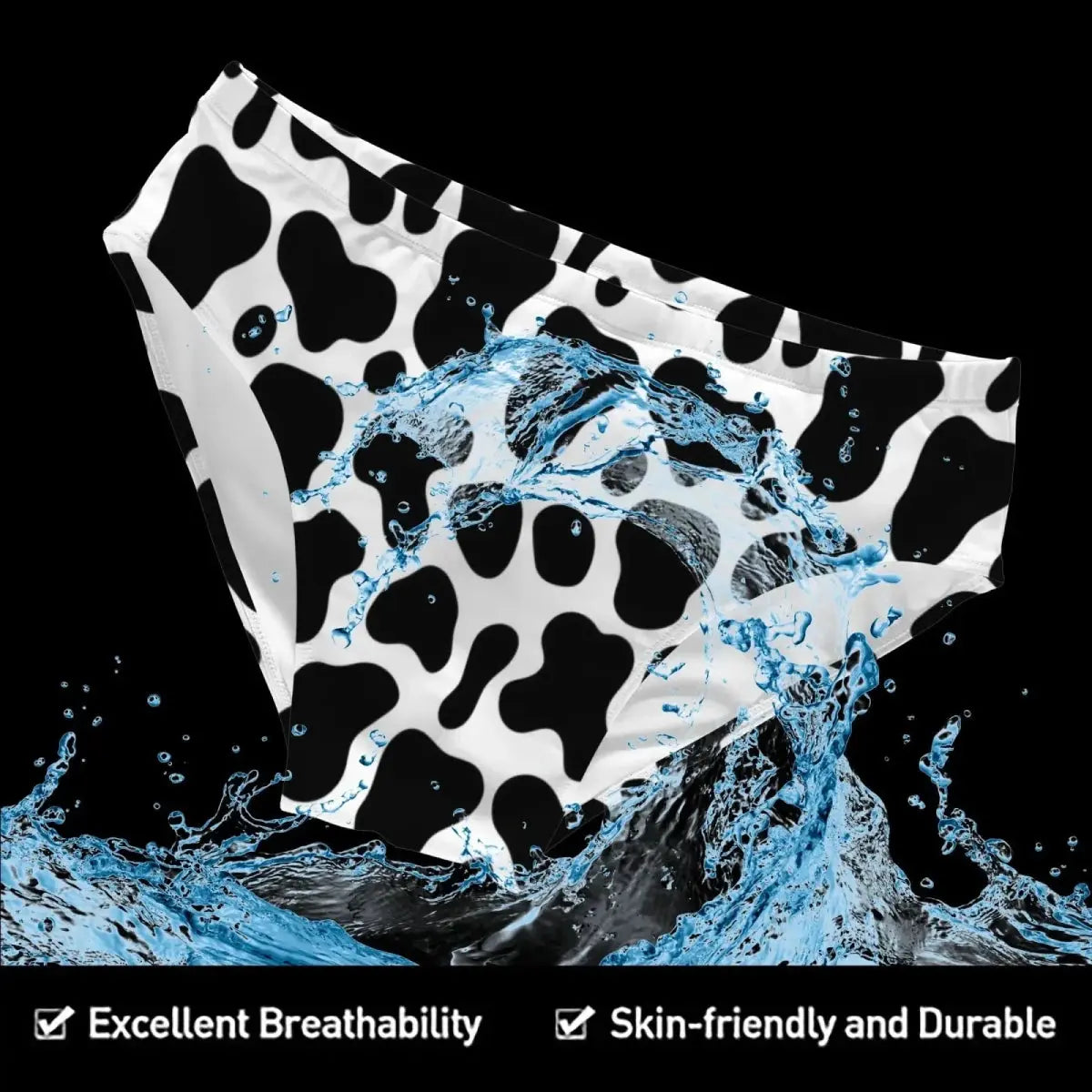 Novelty Cow Print Swim Briefs - WOWihte