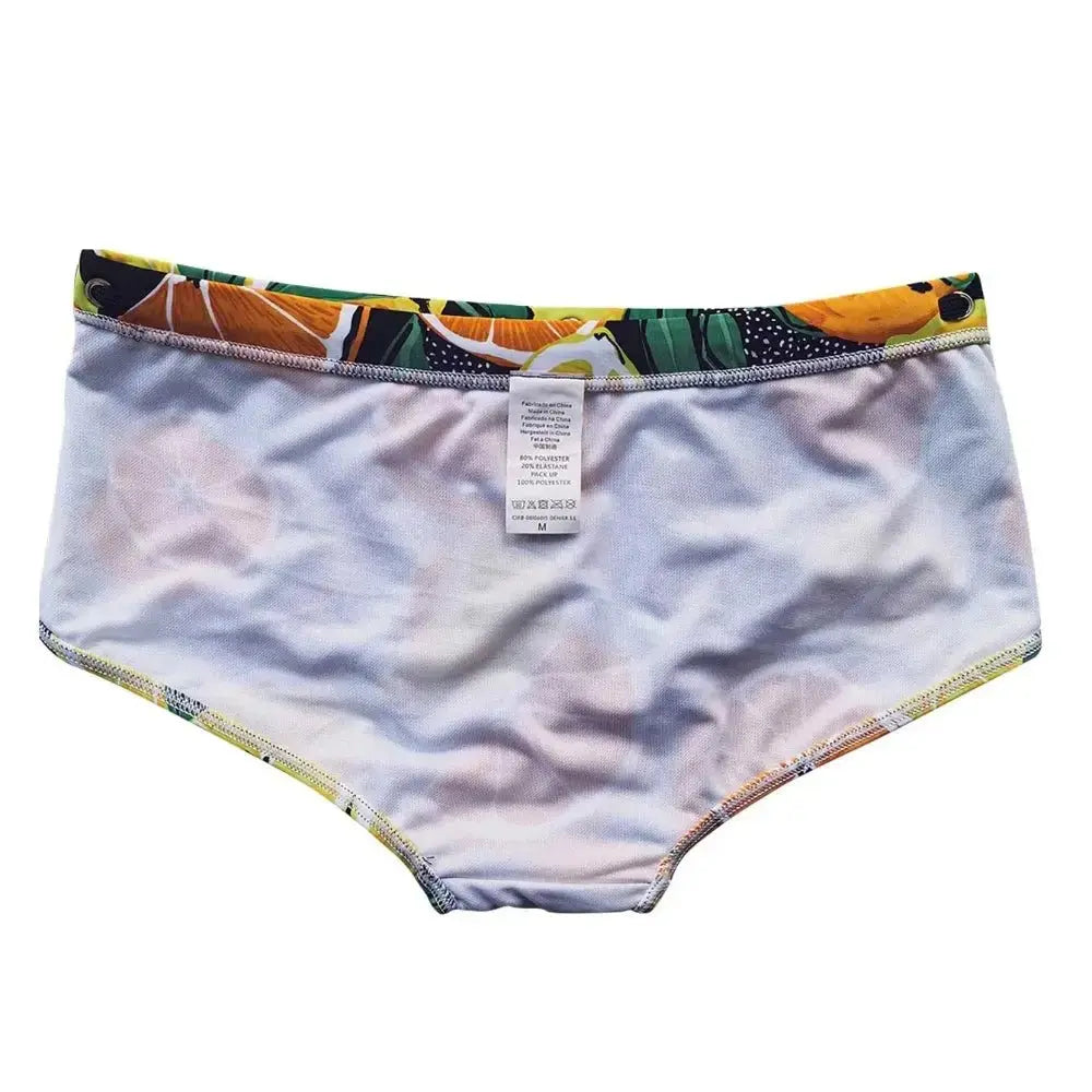 Orange Print Swim Briefs - WOWihte