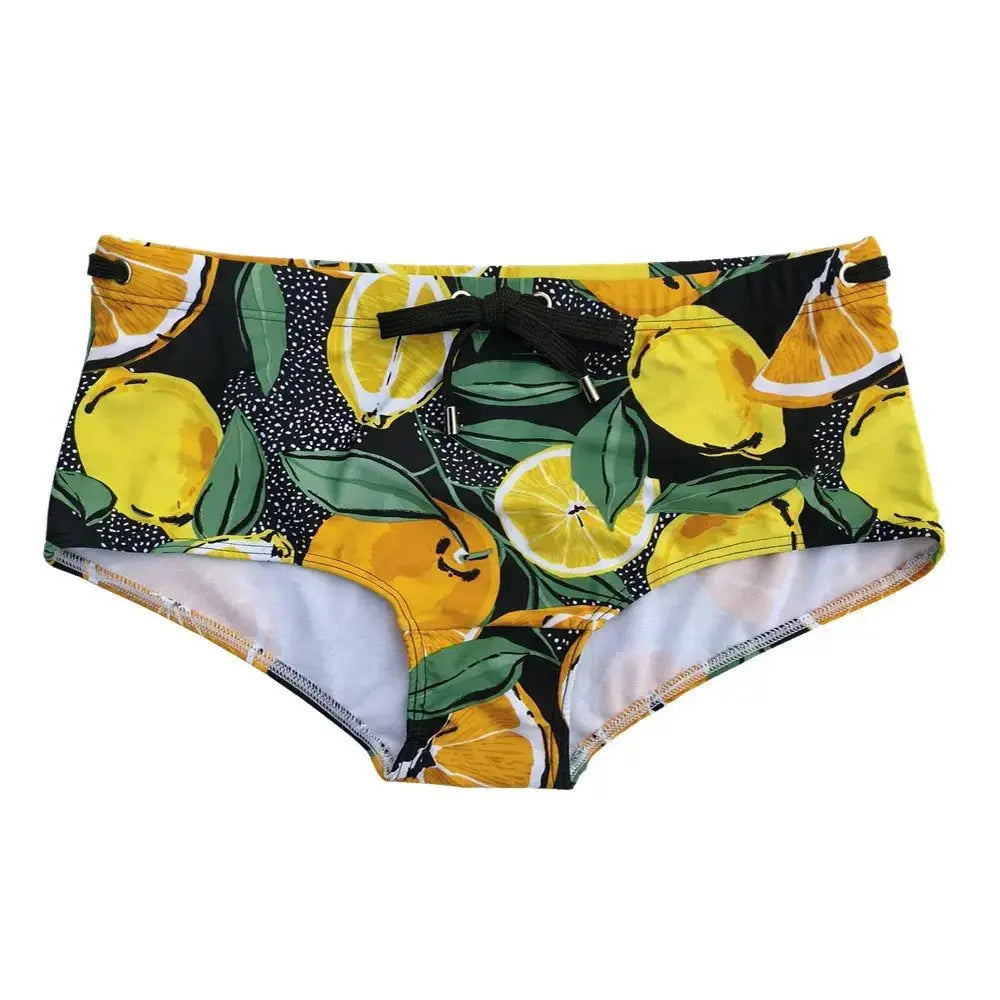 Orange Print Swim Briefs - WOWihte