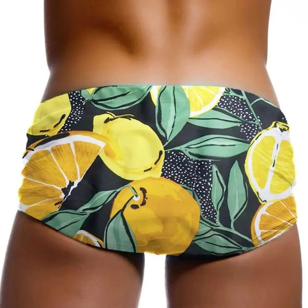 Orange Print Swim Briefs - WOWihte