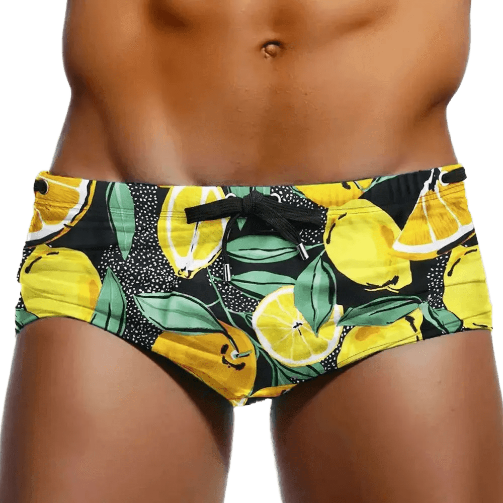 Orange Print Swim Briefs - WOWihte