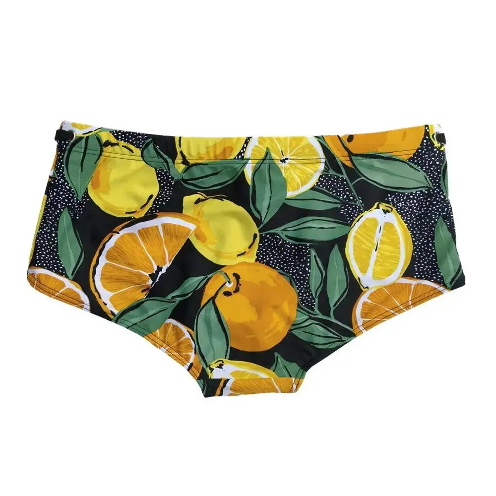 Orange Print Swim Briefs - WOWihte