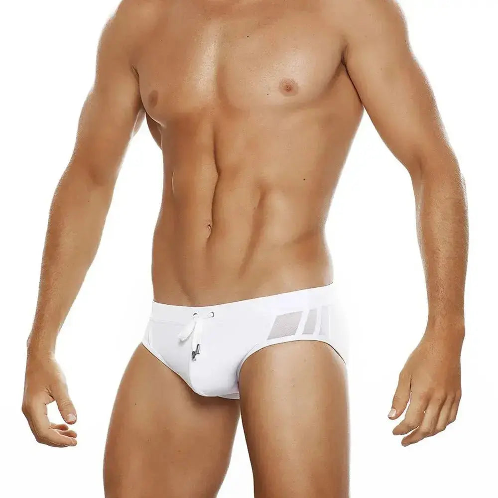 Padded Push - Up Mesh Swim Briefs - WOWihte