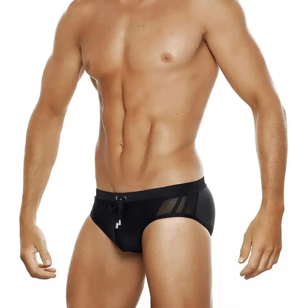Padded Push - Up Mesh Swim Briefs - WOWihte