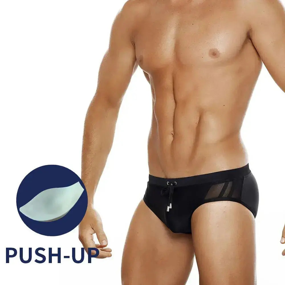 Padded Push - Up Mesh Swim Briefs - WOWihte