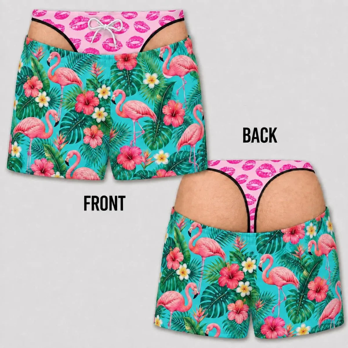 Personalized Men's Swim Trunks, Funny Swim Shorts, Fake Underwear Print Beach Trunks, Novelty Summer Gag Gift, Pool Party Outfit - WOWihte
