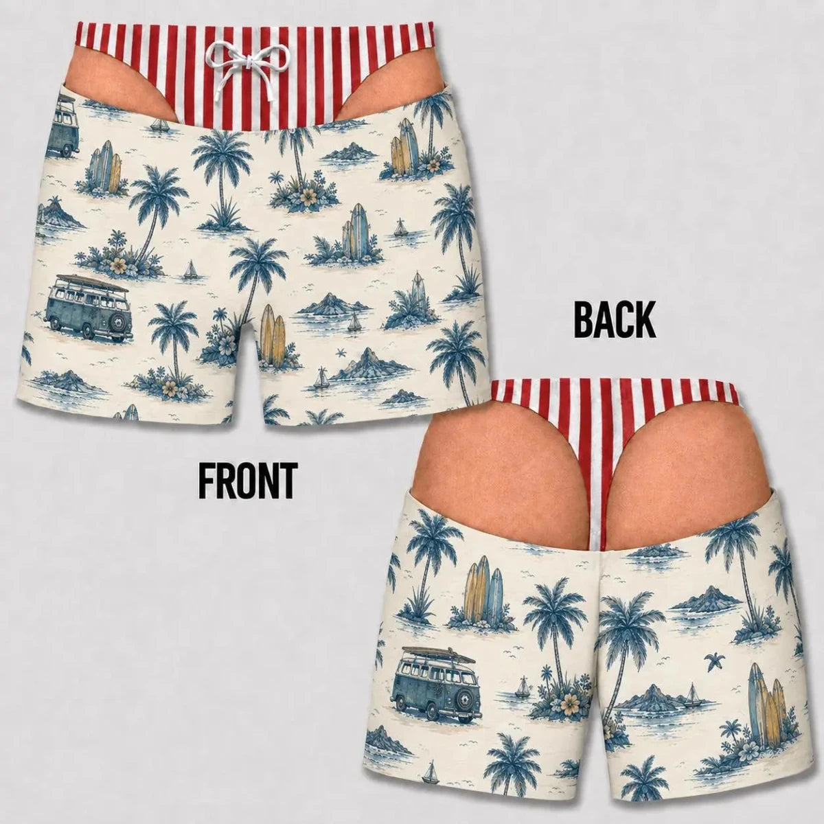 Personalized Men's Swim Trunks, Funny Swim Shorts, Fake Underwear Print Beach Trunks, Novelty Summer Gag Gift, Pool Party Outfit - WOWihte