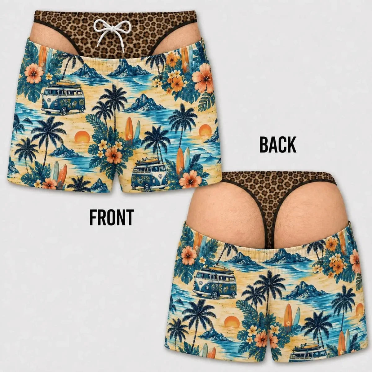 Personalized Men's Swim Trunks, Funny Swim Shorts, Fake Underwear Print Beach Trunks, Novelty Summer Gag Gift, Pool Party Outfit - WOWihte