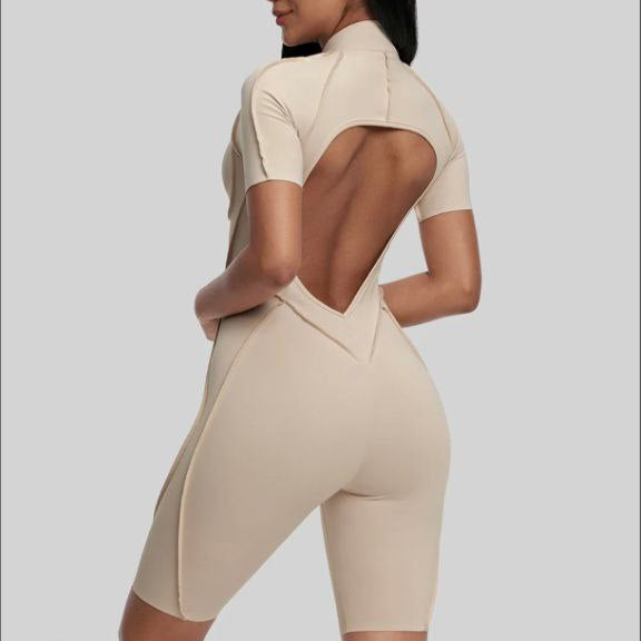Zipper Backless Yoga Jumpsuit