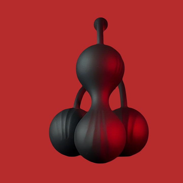 Black and red gourd-shaped wellness product on a red background with 'Sensual Wellness Bundle' text.