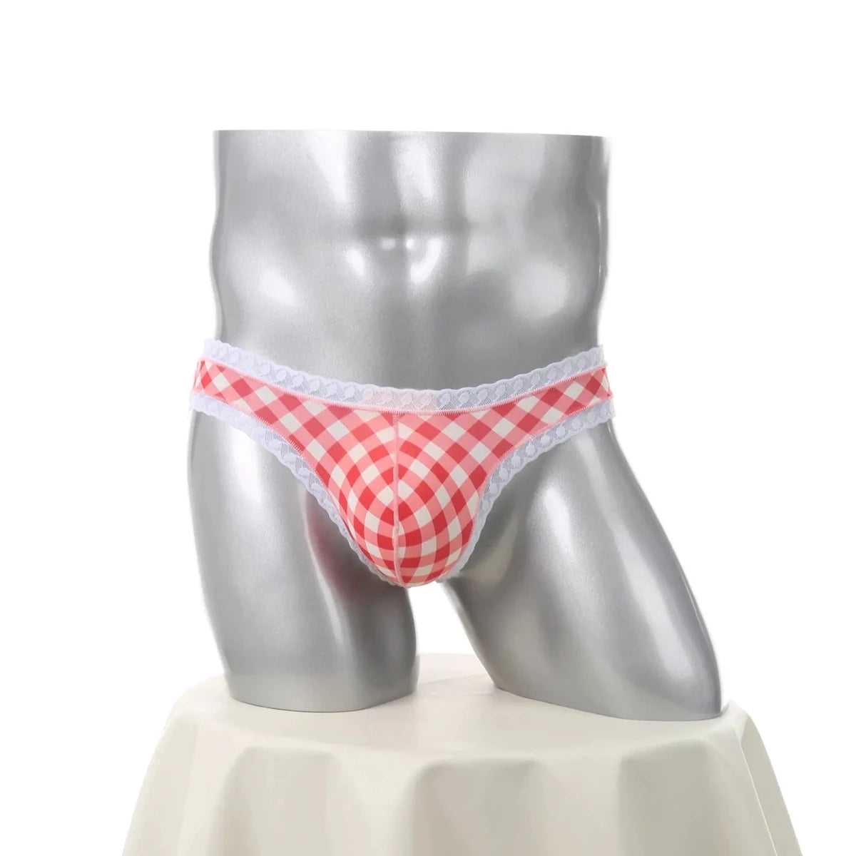 Plaid Lace Mini Briefs - WOWihte