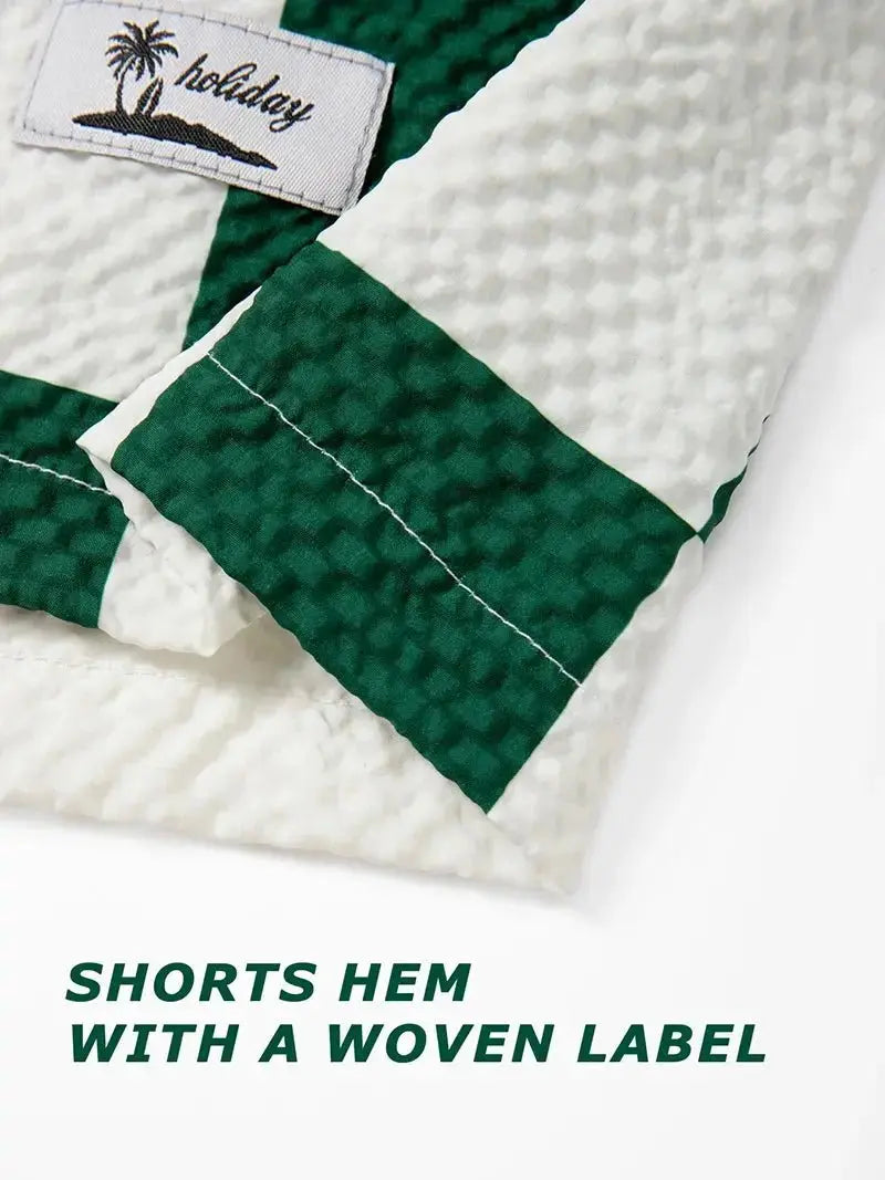 Plaid Seersucker Beach Shorts - WOWihte