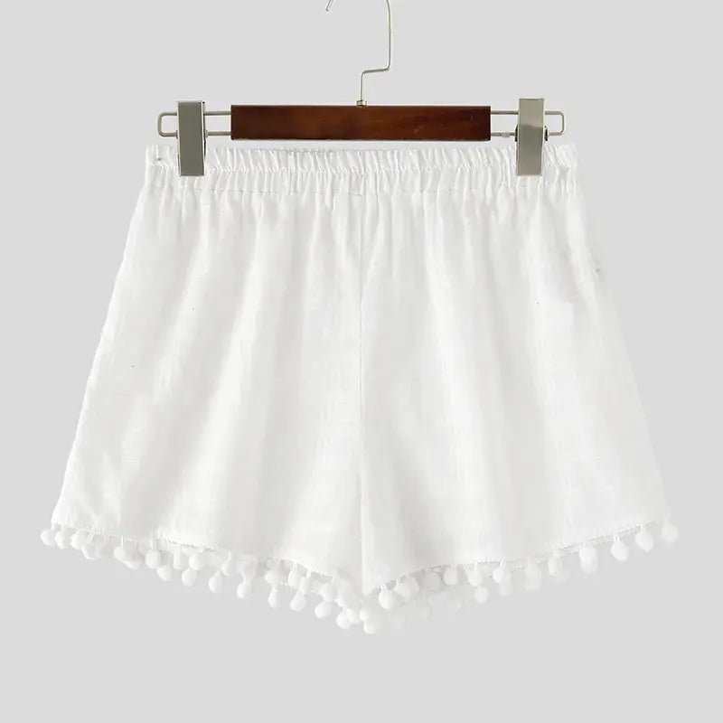 Plaid Tassel Casual Shorts - WOWihte