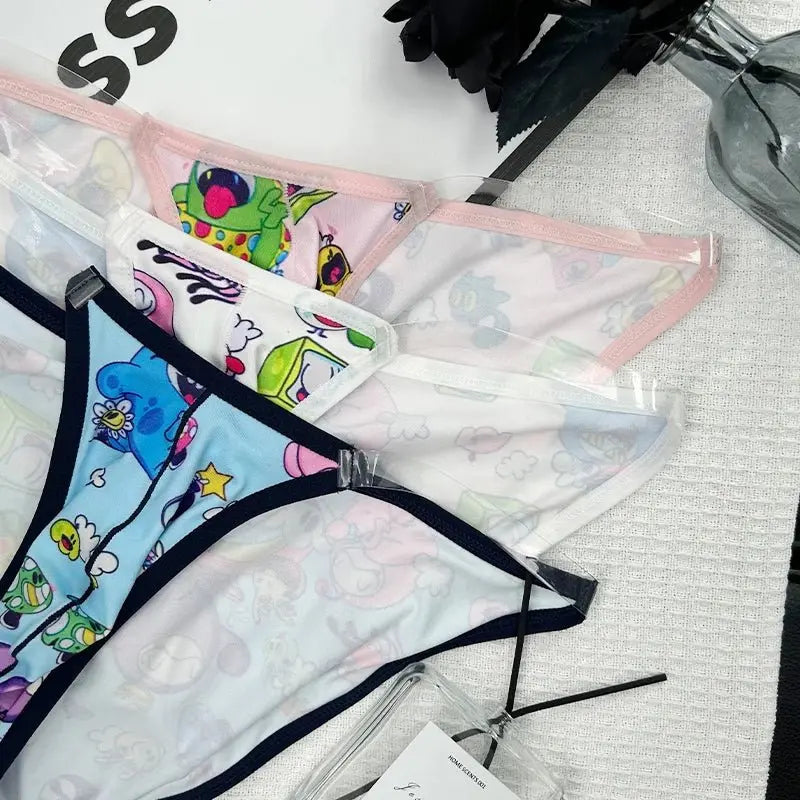 Playful Cartoon Bikini Briefs - WOWihte