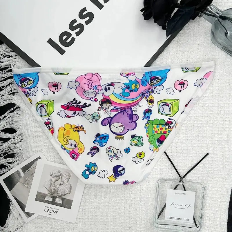 Playful Cartoon Bikini Briefs - WOWihte