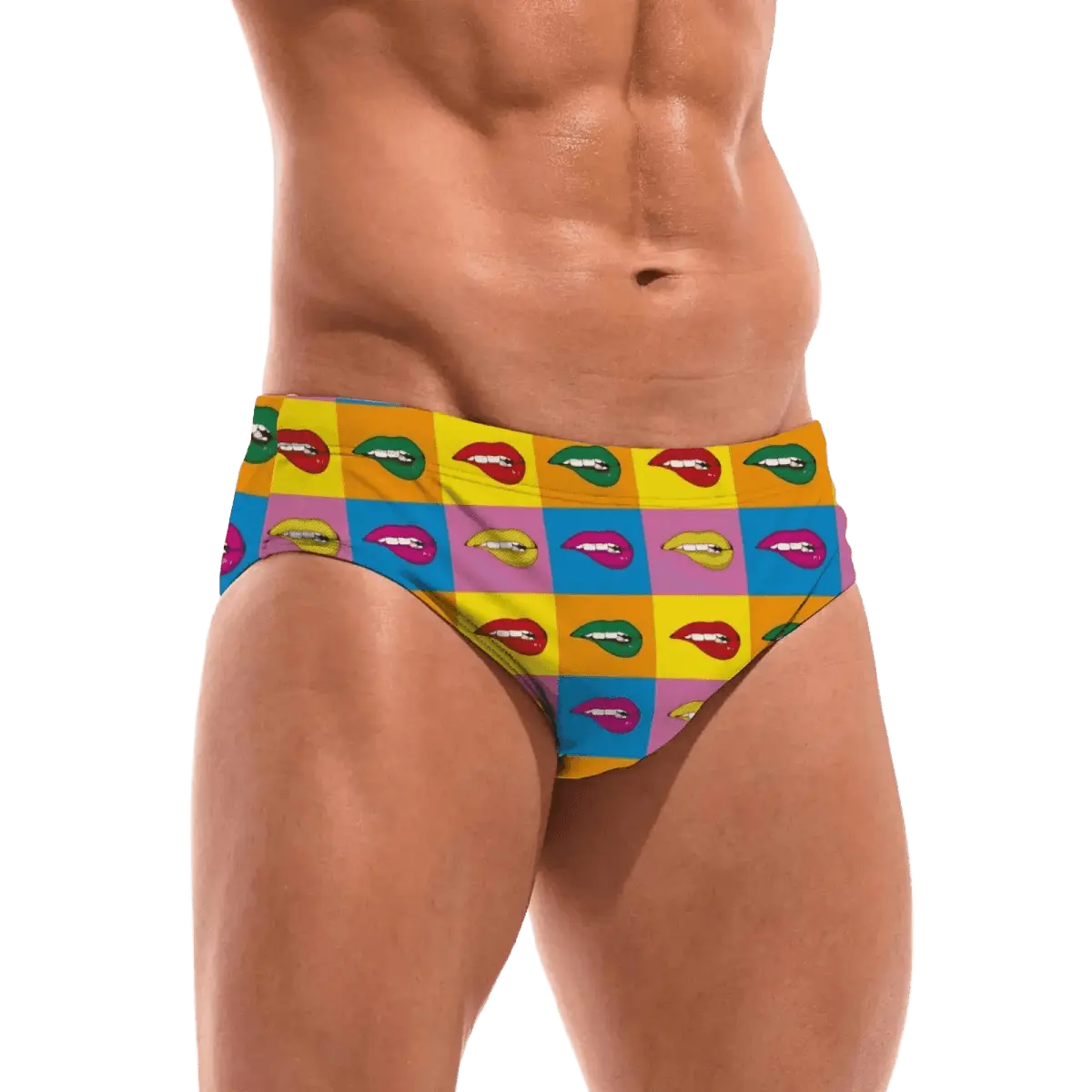 Pop Art Lips Swim Briefs - WOWihte