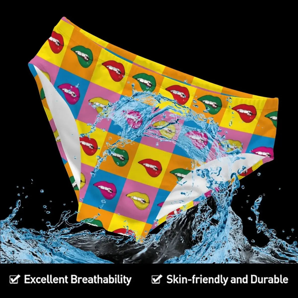 Pop Art Lips Swim Briefs - WOWihte