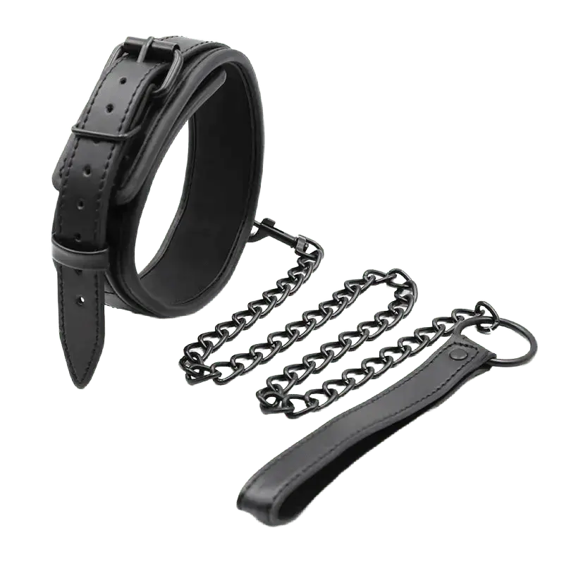 Premium Leather Chain Bondage Collar - WOWihte