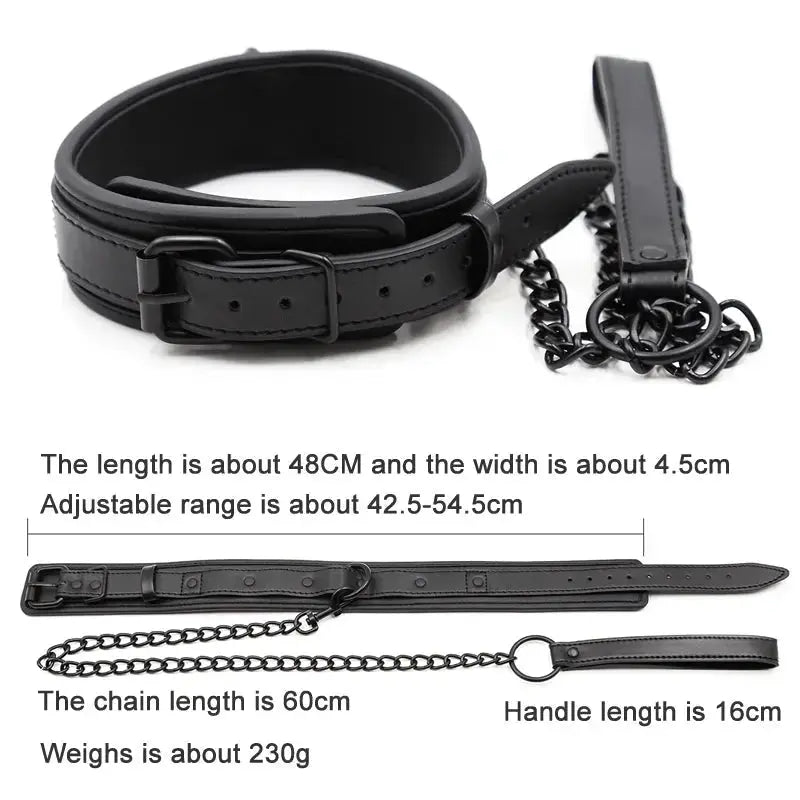 Premium Leather Chain Bondage Collar - WOWihte