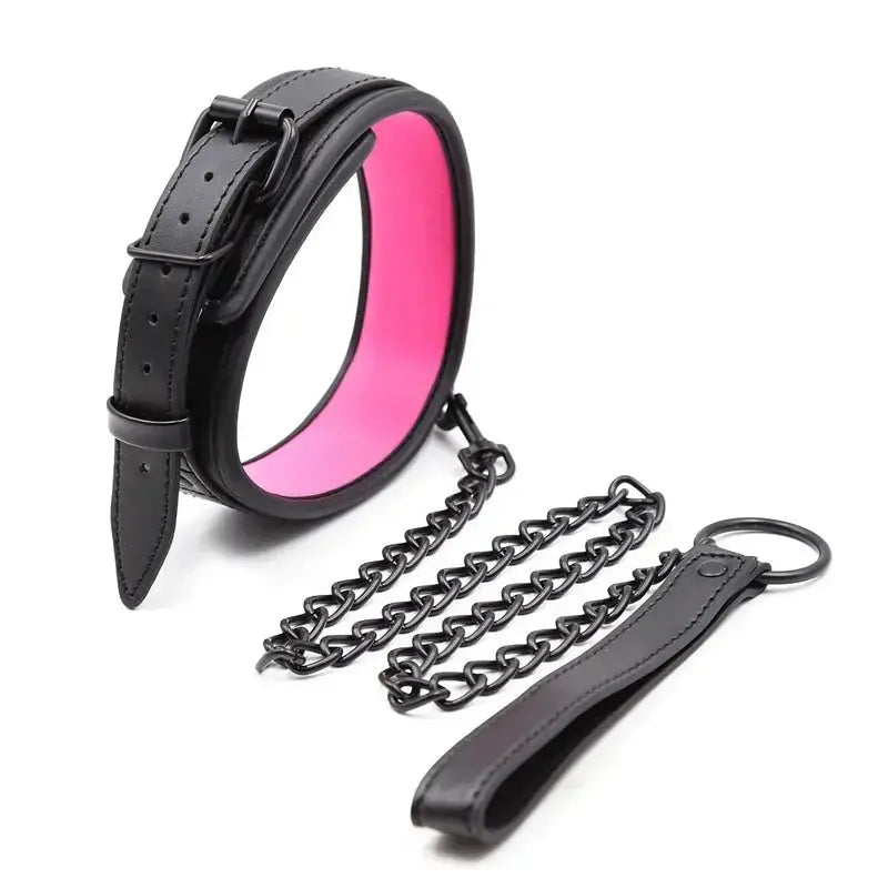 Premium Leather Chain Bondage Collar - WOWihte