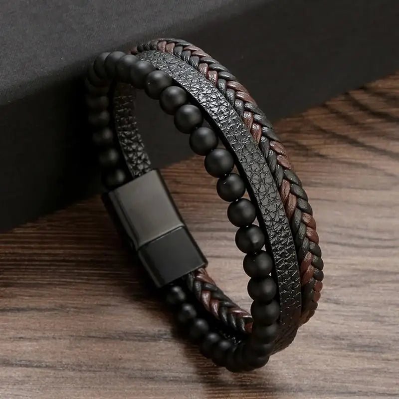 Punk Style Leather Men's Bracelet - WOWihte