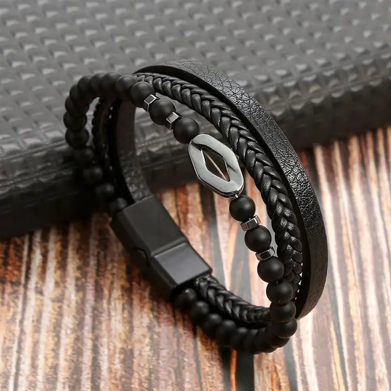 Punk Style Leather Men's Bracelet - WOWihte