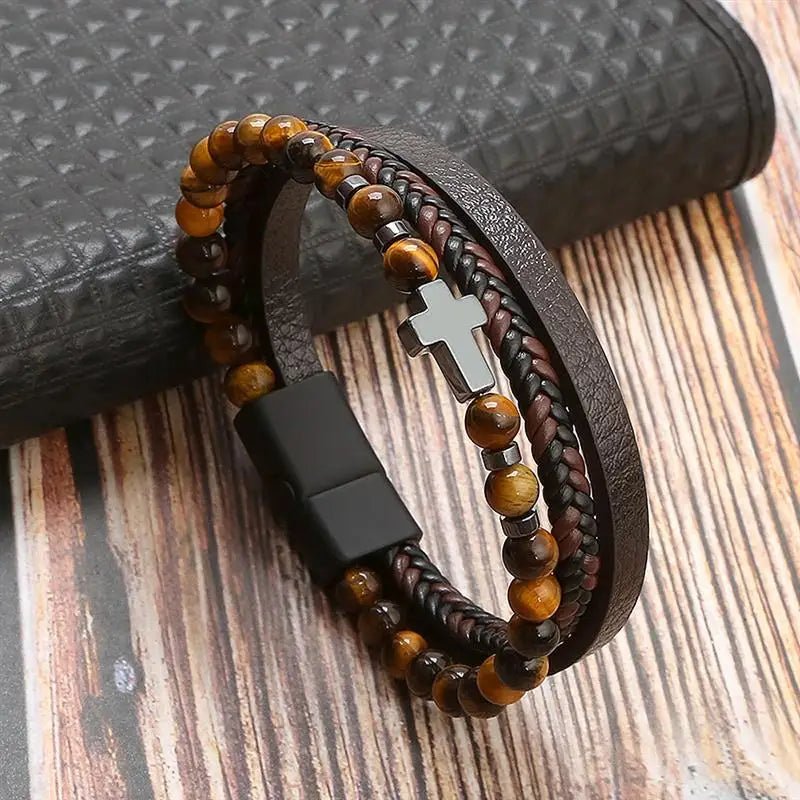 Punk Style Leather Men's Bracelet - WOWihte
