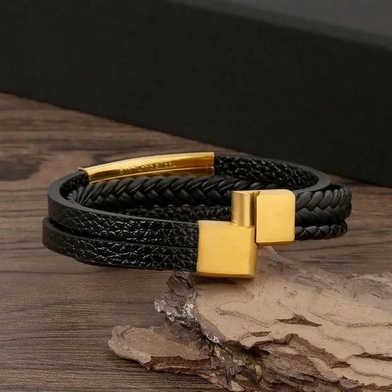 Punk Style Leather Men's Bracelet - WOWihte
