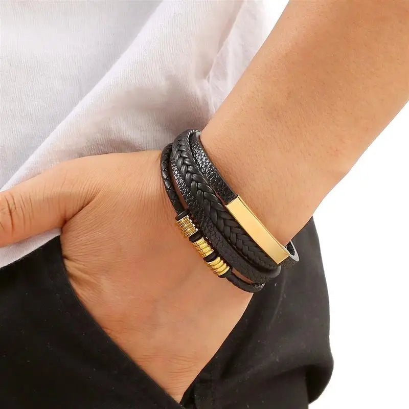 Punk Style Leather Men's Bracelet - WOWihte