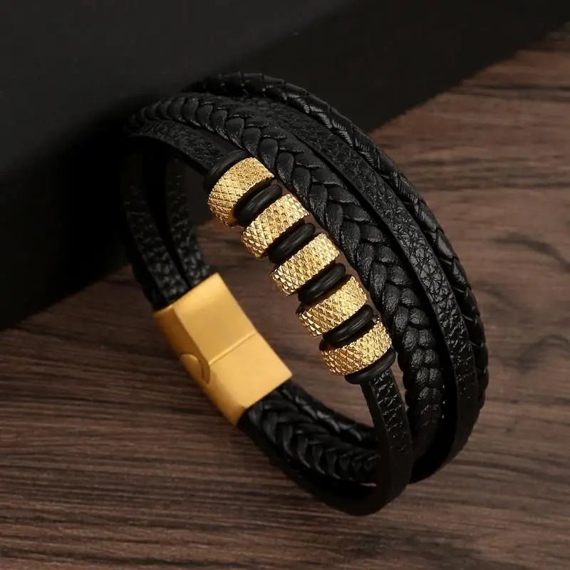 Punk Style Leather Men's Bracelet - WOWihte